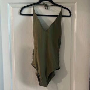 Olive Green Woman’s One Piece Swimsuit